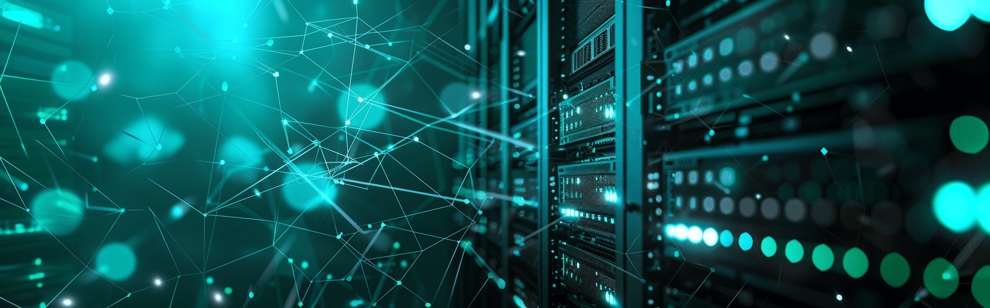 digital network concept with nodes and data flows